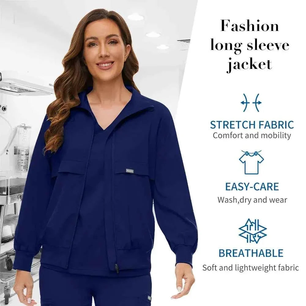 Niaahinn Long Sleeve Nursing Scrubs Jacket