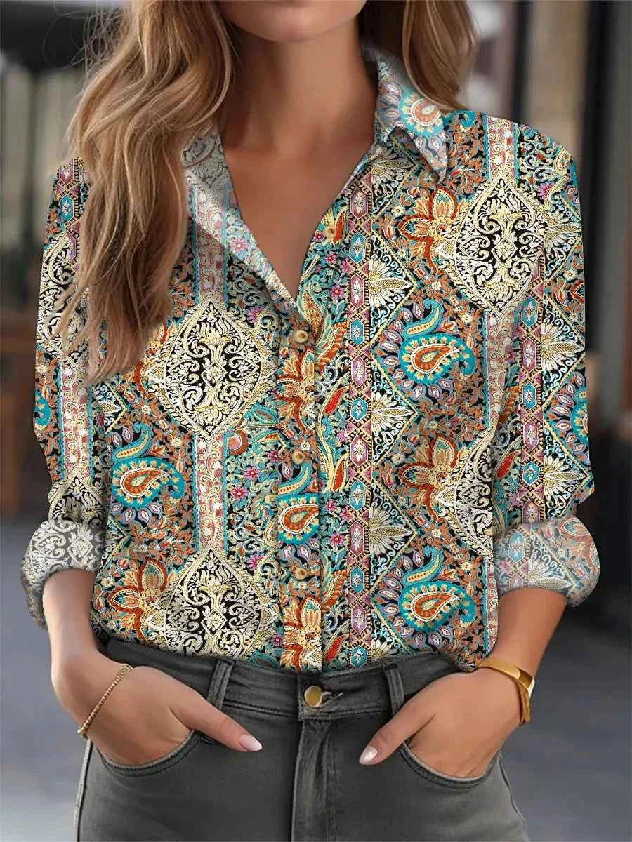 Elegant Loose Printed Blouse for Women