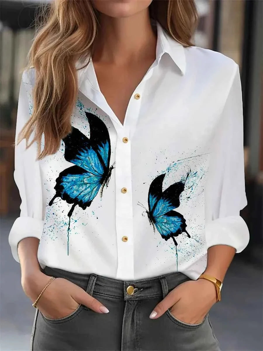 Elegant Loose Printed Blouse for Women