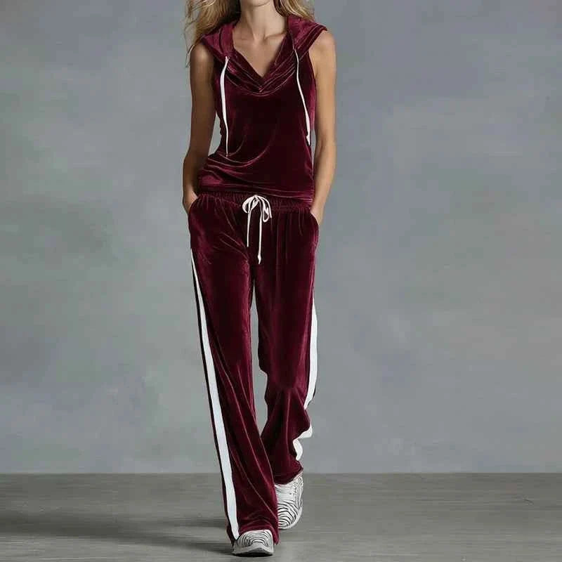 Summer Casual Women's Velvet Tracksuit Set