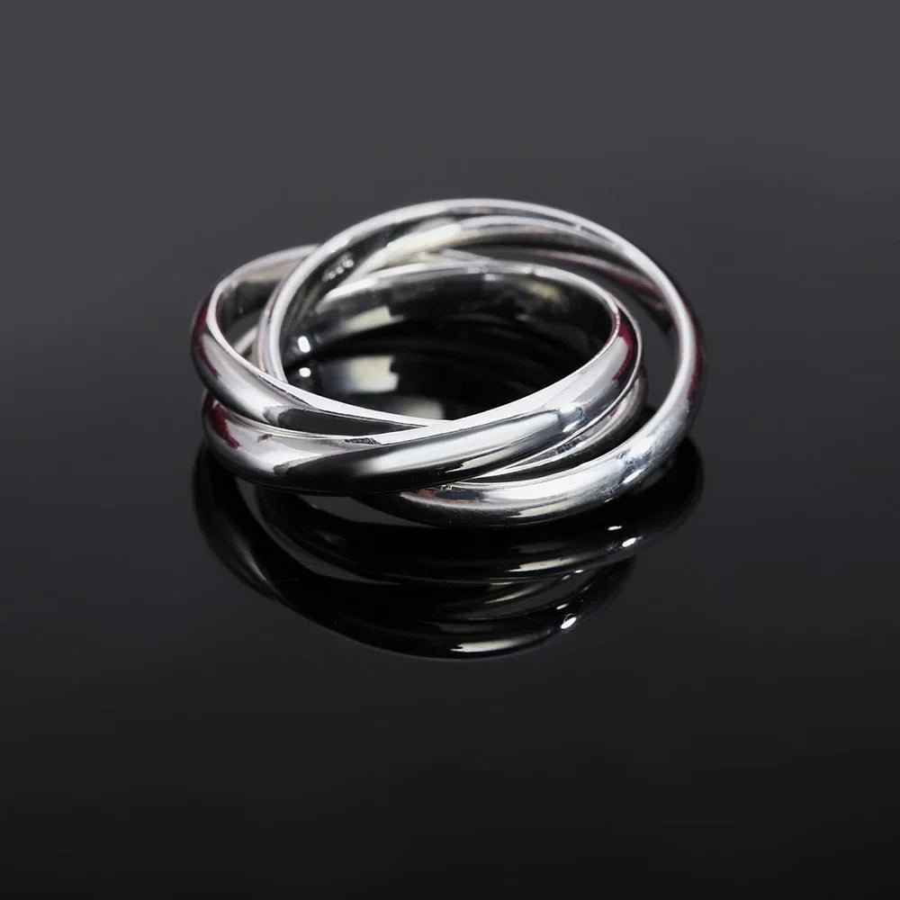 925 Sterling Silver Three Round Engagement Rings For Women Couple Vintage Fine Jewelry Ladies Accessories Gifts Jewellery
