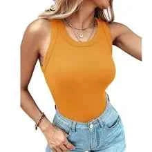Summer Ribbed Tank Top with Bra Pads