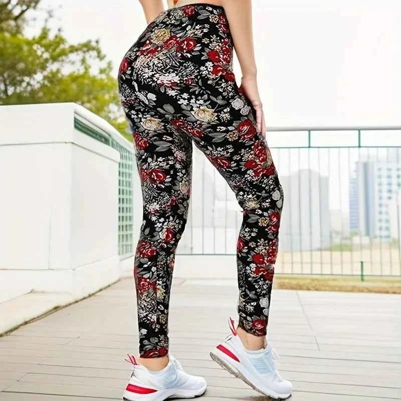 Floral Print High Elasticity Fashion Leggings