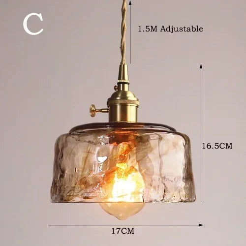 Amber Glass Pendant Lamp Japanese Style