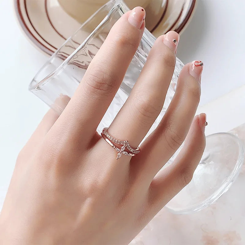 925 Sterling Silver Flower Zircon Wedding Rings For Women Couple Elegant Luxury Jewelry Wedding Argent 925 Jewellery