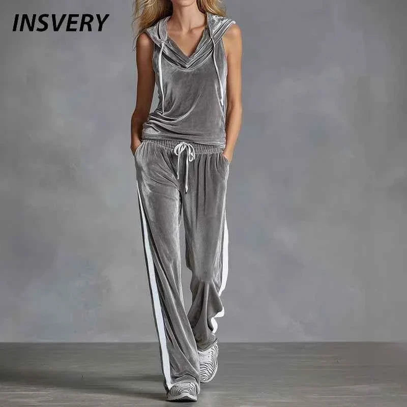 Summer Casual Women's Velvet Tracksuit Set
