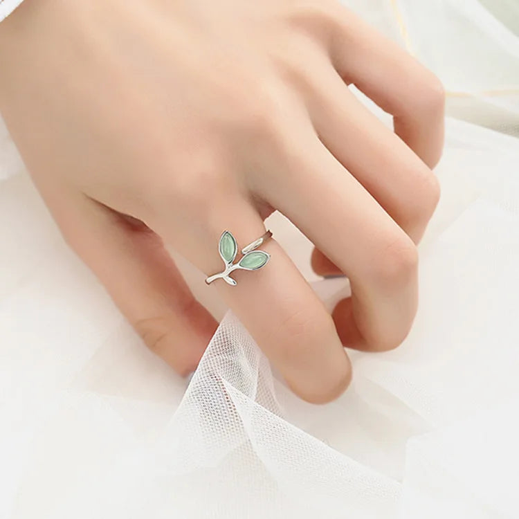 925 Sterling Silver Foliage Adjustable Rings For Women Girls Wedding Luxury Quality Jewelry Accessories Wholesale Jewellery