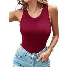 Summer Ribbed Tank Top with Bra Pads