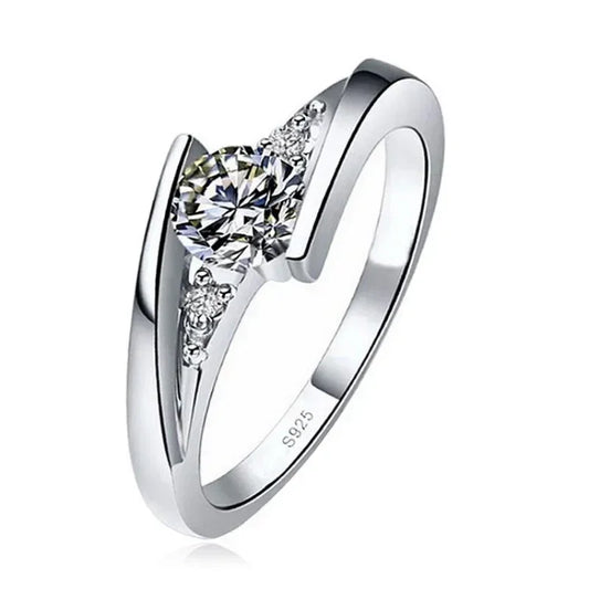 Silver Plated Stainless Steel Rings For Women | Square Cubic Zircon Ring | Jewelry Accessories Wholesale Size 5-10