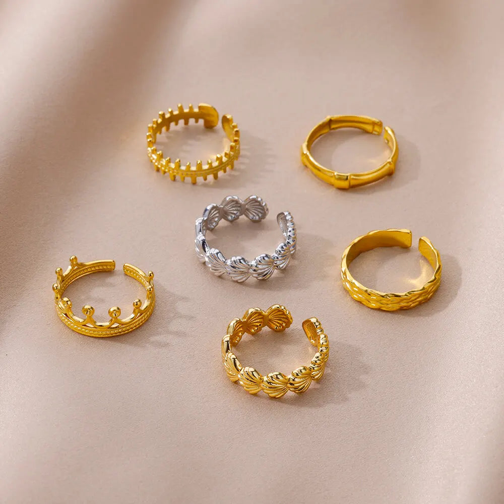 Shell Rings for Women Gold Plated Stainless Steel Rings Finger Chunky Wedding Statement Jewelry Shell Ring Trend Gift anillos
