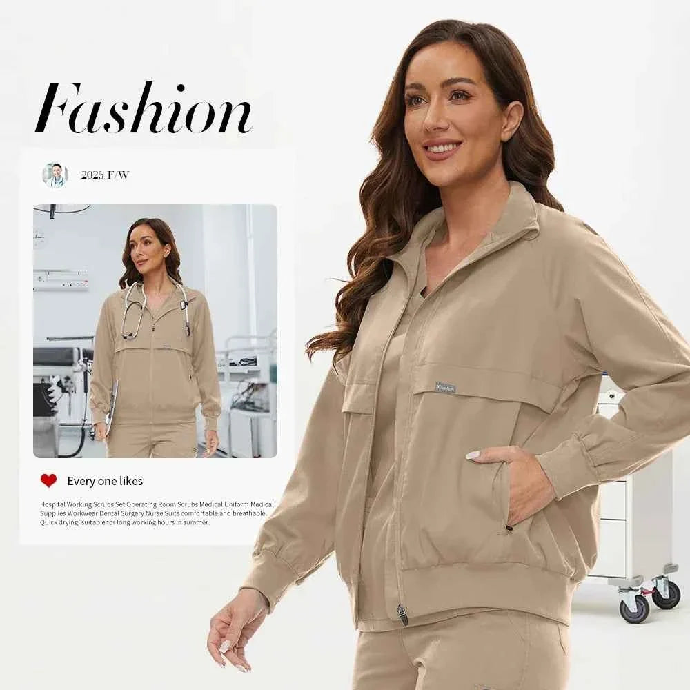 Niaahinn Long Sleeve Nursing Scrubs Jacket