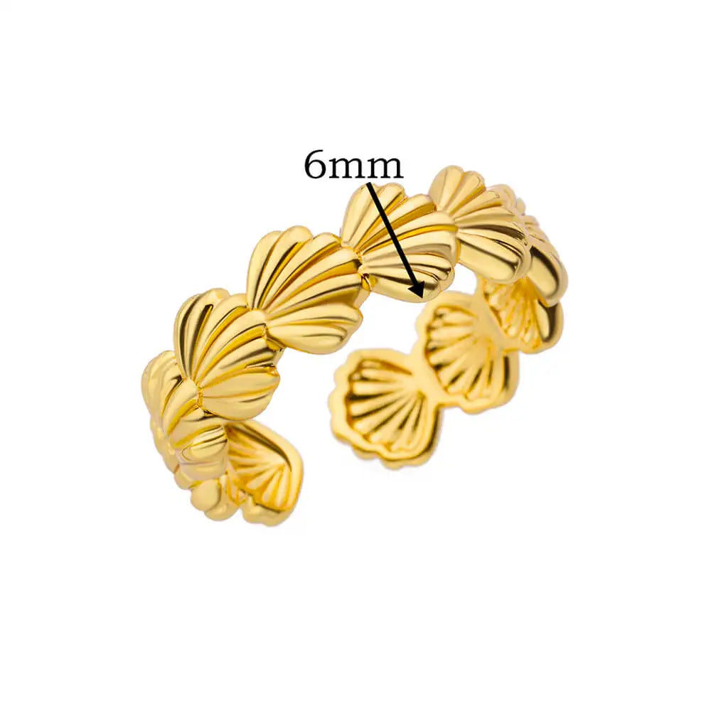 Shell Rings for Women Gold Plated Stainless Steel Rings Finger Chunky Wedding Statement Jewelry Shell Ring Trend Gift anillos