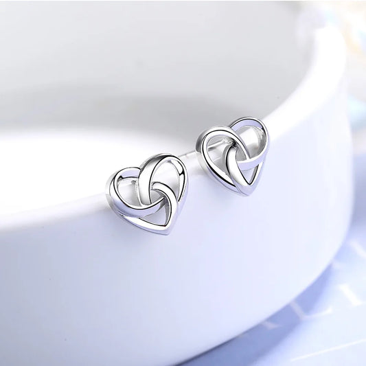 925 Sterling Silver Love Heart Stud Earrings | Elegant Women's Jewelry