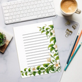Floral Elegance Ruled Notepad - White Flowers Design - DipaliZ