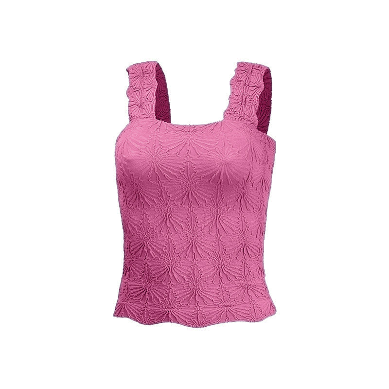 Women's Pleated Figure-flattering Square-neck Camisole