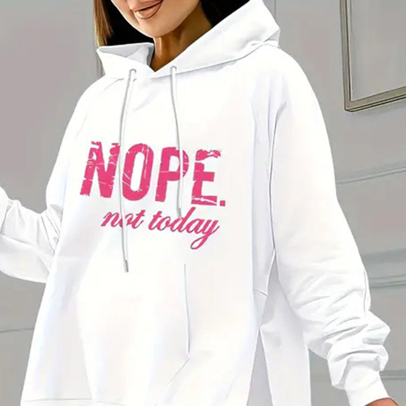 Casual 2-Piece Set Solid Color Leggings & Letter Print Hooded Sweatshirt