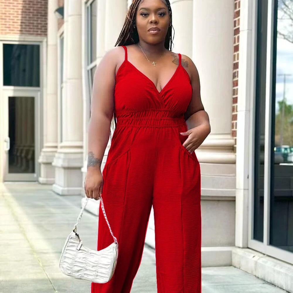 Women's Slip Plus Size Woman Cotton And Linen Jumpsuit