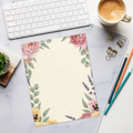 Lavender Floral Ruled Notepad - Creative Ideas Companion - DipaliZ