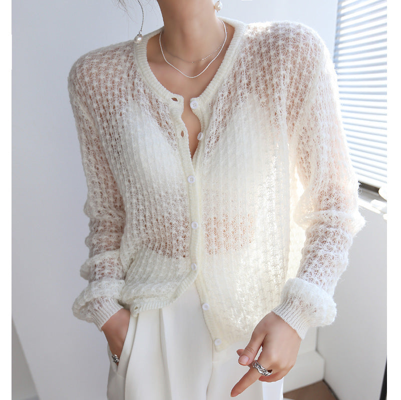 Women’s Mohair Crochet Knit Cardigan
