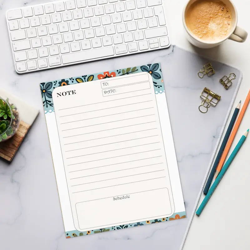 Floral Border Daily Planner - Vibrant Organizer Notepad - DipaliZ