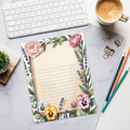 Floral Border Ruled Notepad - Vibrant Daily Planning - DipaliZ