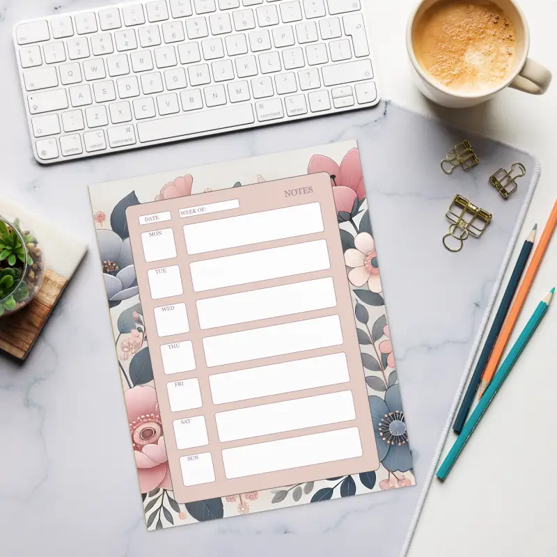 Chic Blossoming Large Flower Planner - Daily Organization - DipaliZ