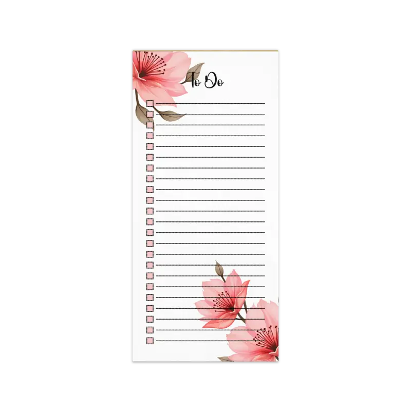 Pink Flowers Notepad - Large Magnetic Backing for Daily Planning - DipaliZ