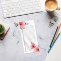 Pink Flowers Notepad - Large Magnetic Backing for Daily Planning - DipaliZ