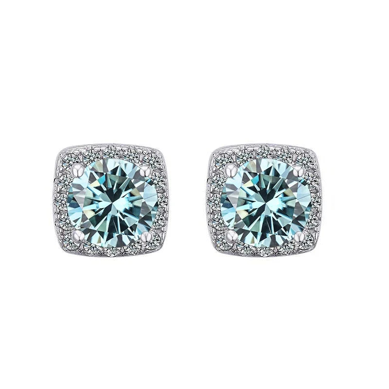 Moissanite Stud Earrings 925 Sterling Silver Round Cut Classic Women's Jewelry