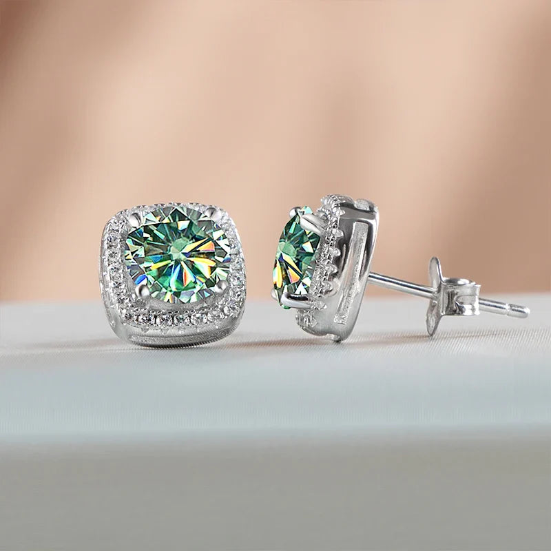 Moissanite Stud Earrings 925 Sterling Silver Round Cut Classic Women's Jewelry