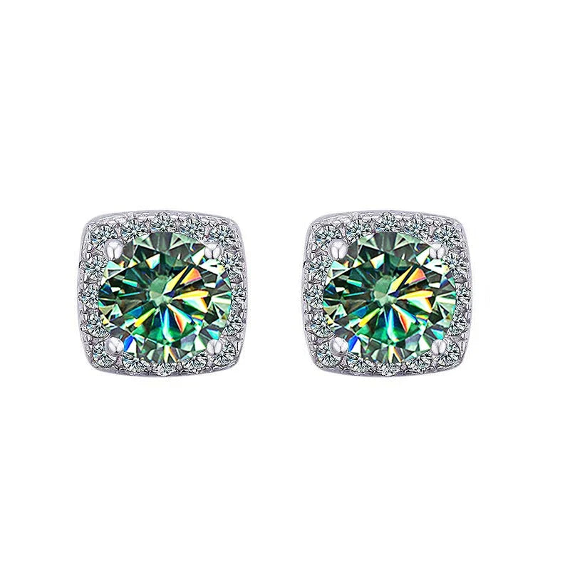 Moissanite Stud Earrings 925 Sterling Silver Round Cut Classic Women's Jewelry