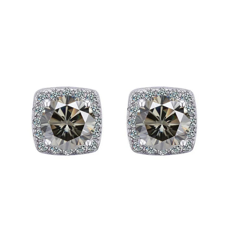 Moissanite Stud Earrings 925 Sterling Silver Round Cut Classic Women's Jewelry