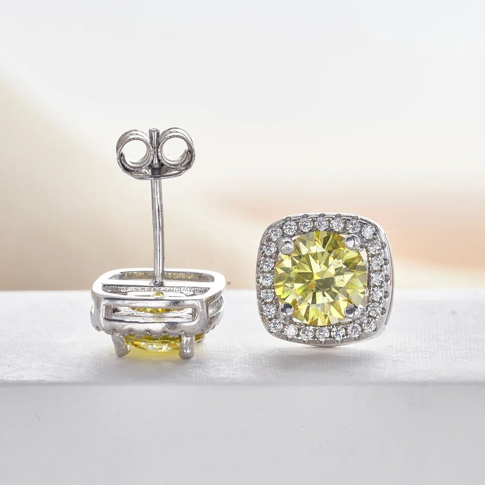 Moissanite Stud Earrings 925 Sterling Silver Round Cut Classic Women's Jewelry