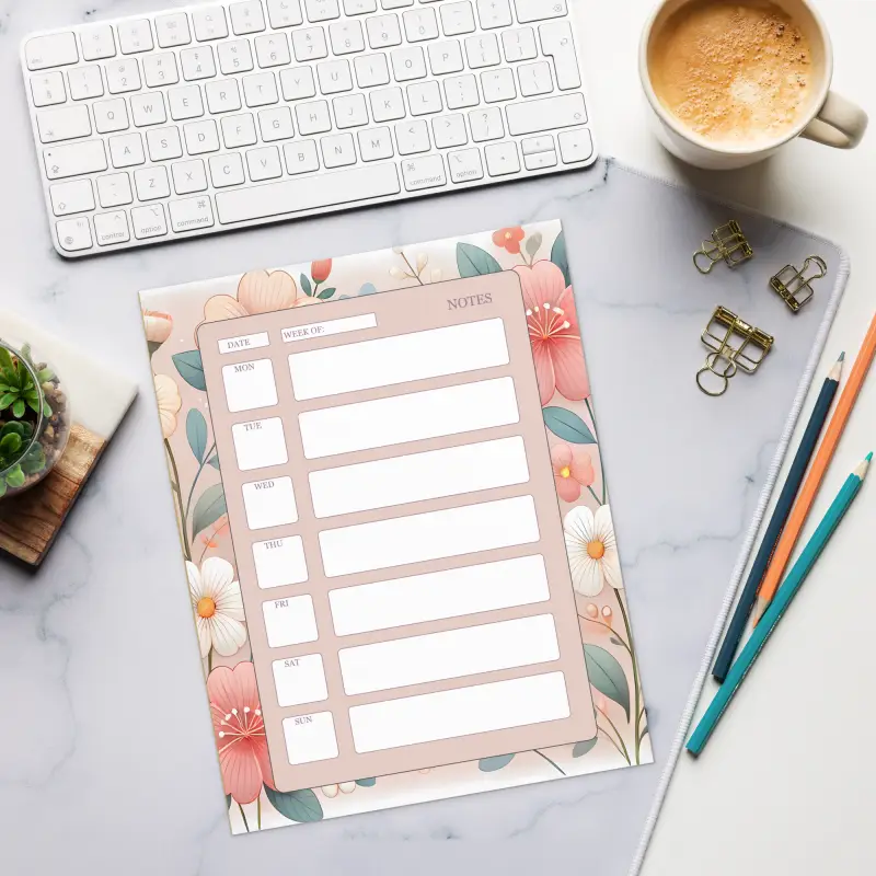 Orange Flowers Daily Planner - Blossom Design Organizer - DipaliZ