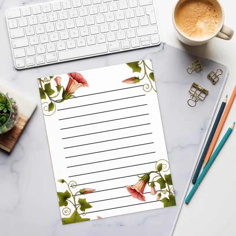Vibrant Orange Trumpet Flowers Notepad - Creative Stationery - DipaliZ
