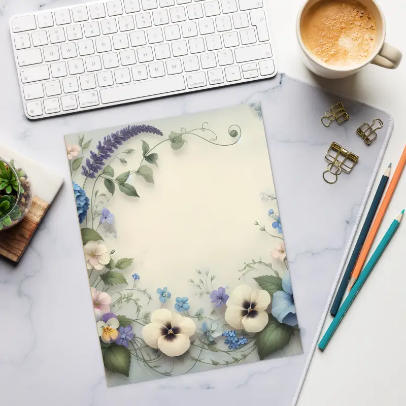Pansy Flower Border Notepad - Weekly Plans and Task Lists - DipaliZ