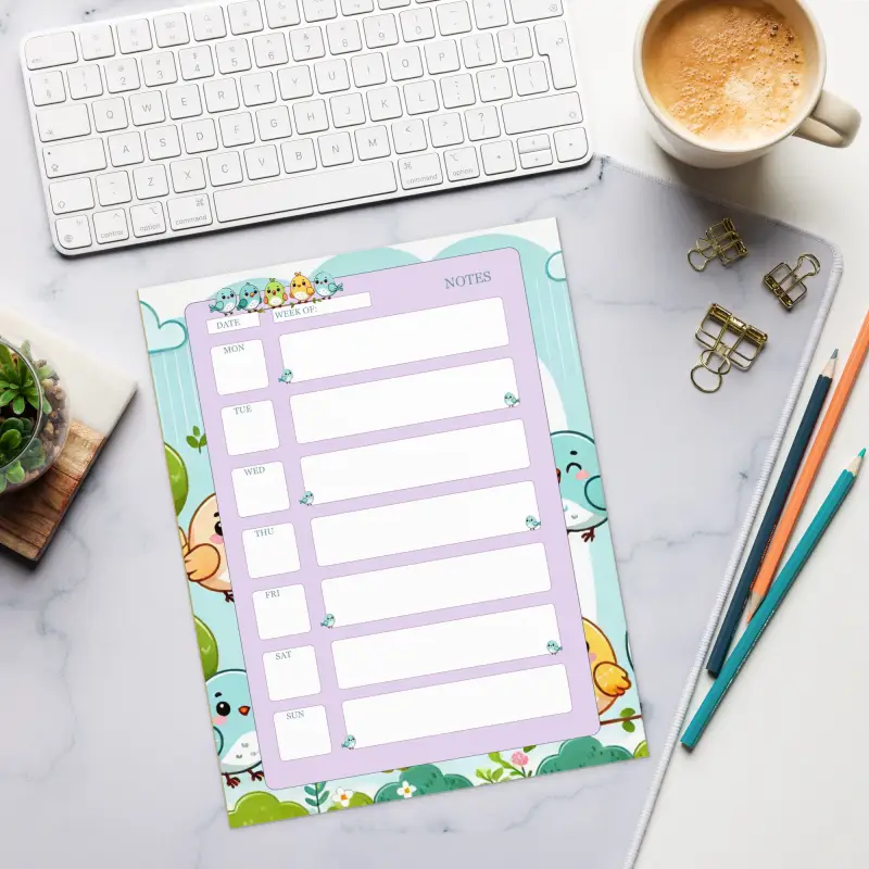 Small Birds Daily Planner - Chic Stylish Organization - DipaliZ